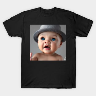 Baby Blue Eyes - Cute Baby in Top Hat - 3D Animation Style T-Shirt